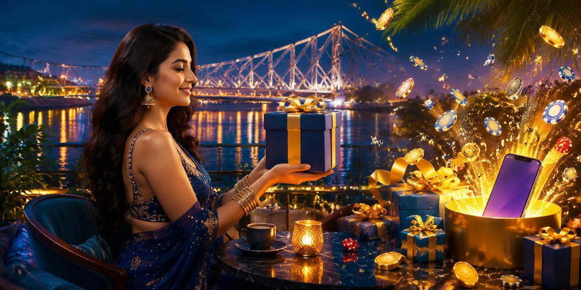 Evening view of Howrah bridge with casino lighting