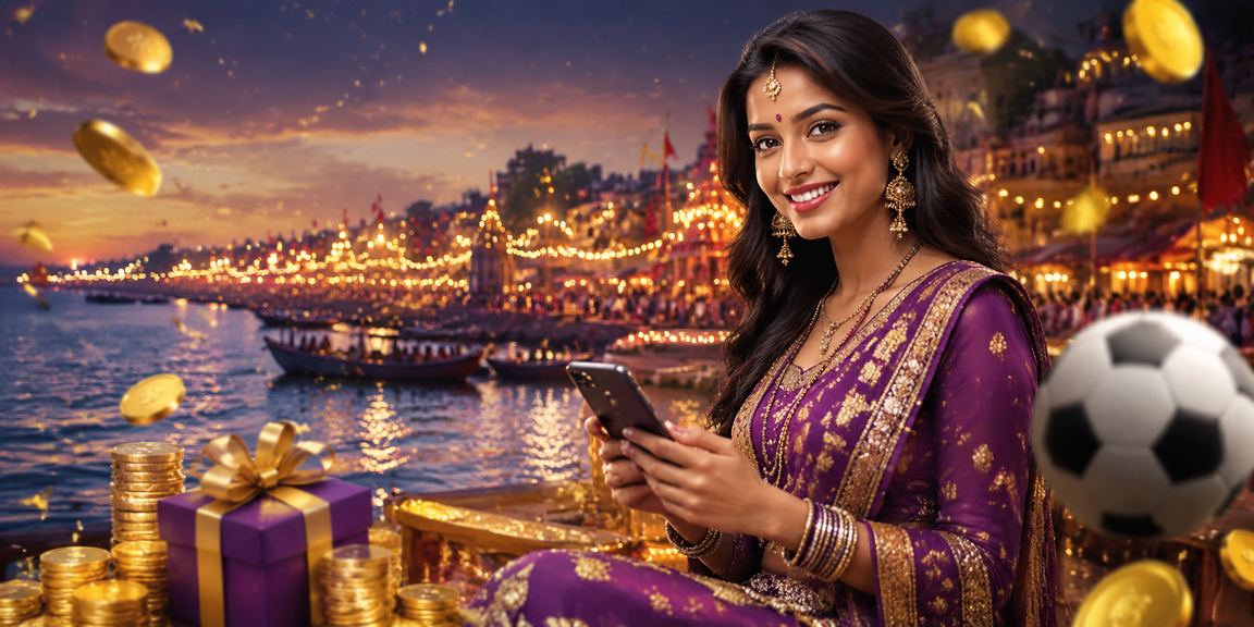 A sports fan placing online IPL cricket bets from riverside ghats at Varanasi